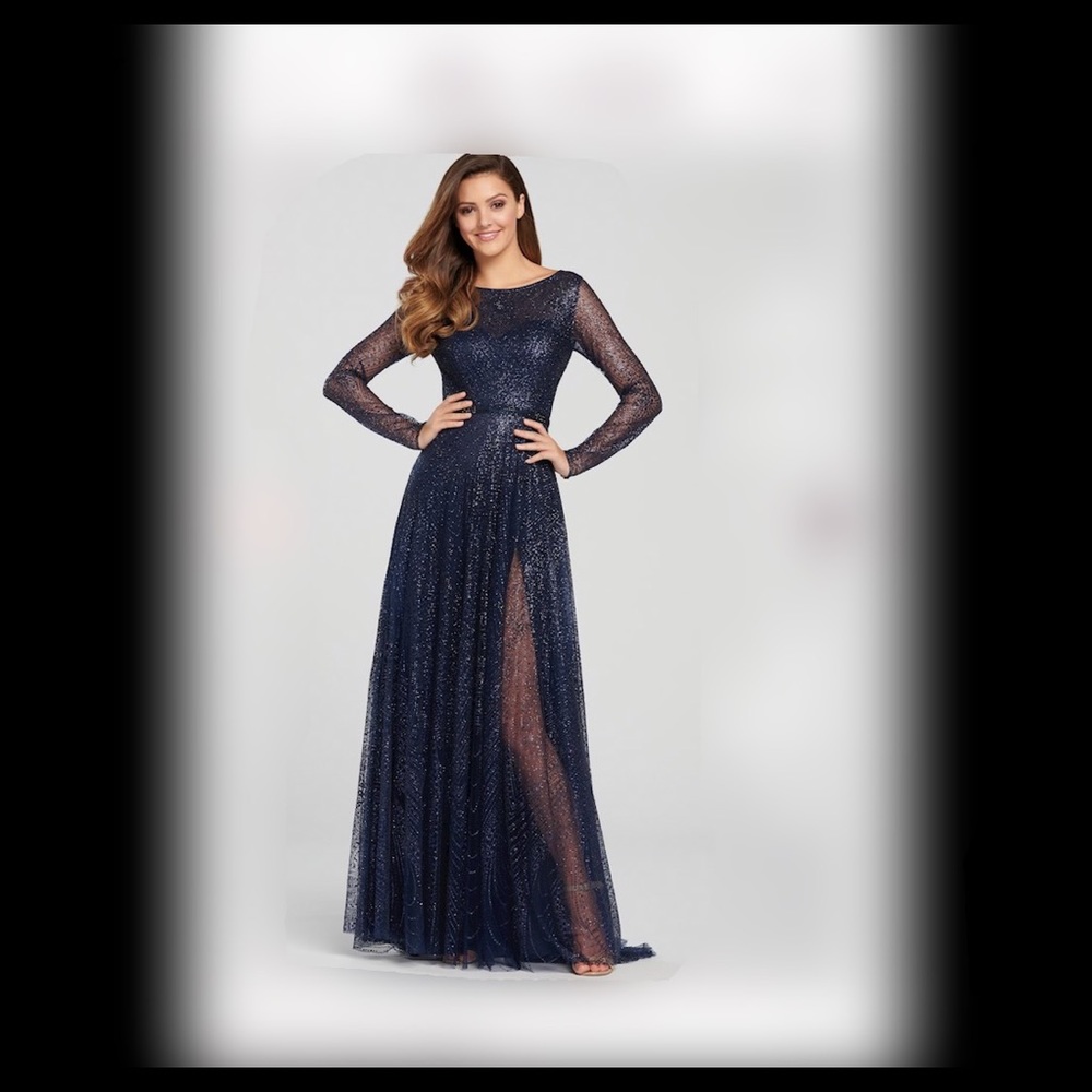 Custom navy blue glitter evening gown! Worn once!